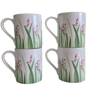 Corelle Coordinates Spring Green Bamboo Grass Stoneware Mugs Set 4